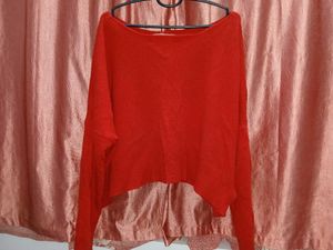oversized red cardigan