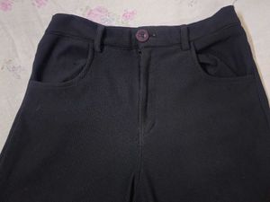 Black cottorised Wide Leg Pants