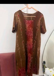 Brown Floral Kurta salwar suite