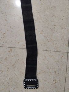 Stylish Black Belt with Embellished Buckle