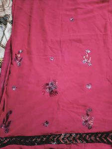Beautiful Pink Embellished Saree