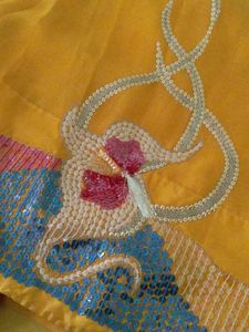 Vibrant Yellow Saree with Embellished Border