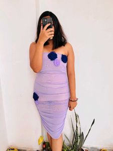 Strapless Lavender Mesh Dress