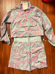 Trendy Aqua & Pink Graphic Print Set