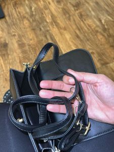 Chic Black Crossbody Bag with Gold Chain