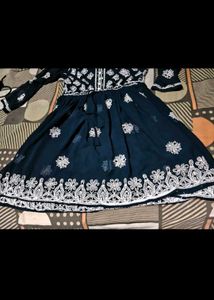 Elegant Navy Embroidered Kurta mirror work