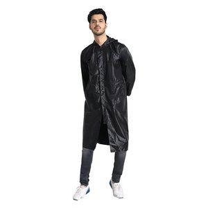 Black Reusable Rainwear Raincoat Mansoon