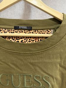 Guess Olive Green Cold Shoulder Sweatshirt