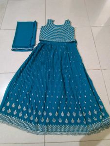 Stunning Teal Embroidered Lehenga Set