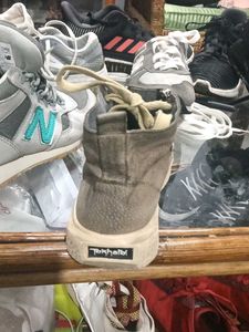 Stylish Grey High-Top Sneakers