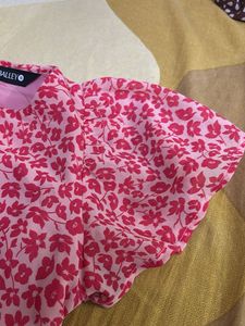 Pink Floral Peplum Top