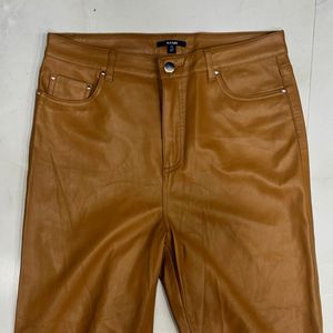 Tan Brown Faux-Leather Pants
