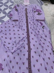 Lilac Floral Print Kurta Set
