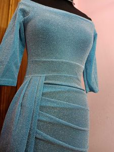 💙Sparkling Blue Off-Shoulder Dress💙