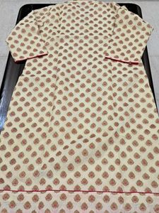 Cream &amp; Pink Printed Kurta Set