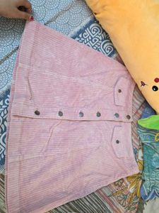 Pink Corduroy Skirt
