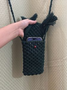 Handmade Macrame Fringe Crossbody Phone Bag