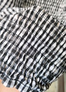 Gingham Strapless Ruched Top
