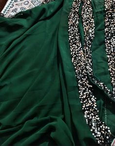 Emerald Green Sequin Saree