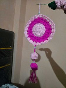 Handmade Pink Crochet Dreamcatcher
