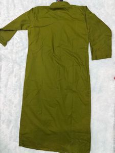 Cotton Olive Green Kurta set