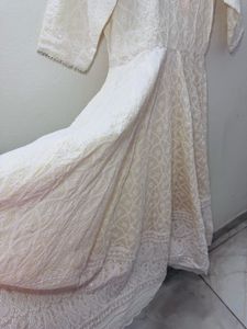 Aacho White Dress With Dupatta