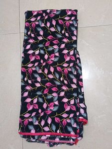 Black Floral Print Saree