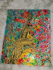 Vibrant Eiffel Tower Glass Painting