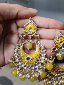 Beautiful Yellow Jhumka Earrings