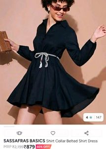 Chic Black Shirt Dress with Belt 🖤