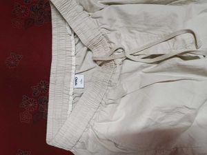 Cream Linen Blend Relaxed Fit Pants