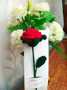 Crocheted Rose Stick
