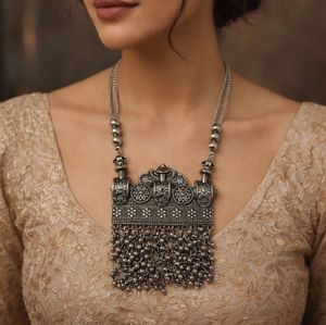 Oxidized Silver Statement Necklace