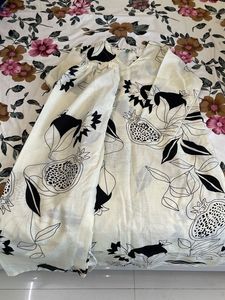 Cream Palazzos with Pomegranate Print