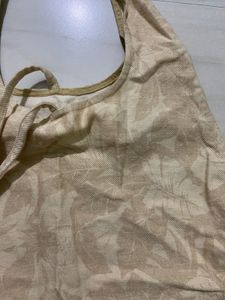 Chic Denim Beige Floral Hobo Bag