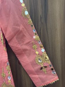 Beautiful Peach Mirror Work Kurta