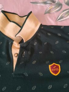 Boys's Green Printed Polo T-Shirt