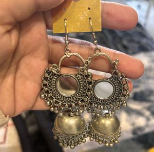 Silver-toned Jhumka Style Earrings