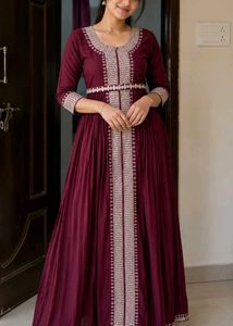 Maroon Embroidered Ethnic Gown