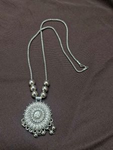 Boho Silver Oxidised Necklace