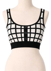 Chic Black & White Checkered Crop Top