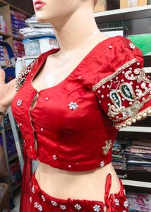 Stunning Red Embroidered Lehenga Choli Set
