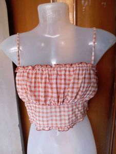 Plaid Smocked Crop Top