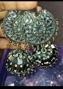 Mirror Work Jhumka Earrings &amp;Stude 1get+1free