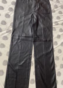 Mango Black Faux Leather Pants