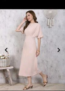 Elegant Pleated Midi A-Line Dress