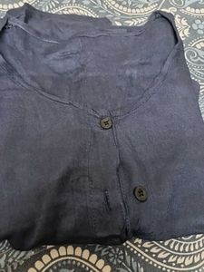 Navy Blue Button-Up Top