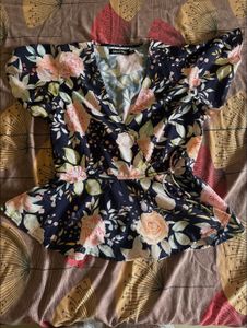 Floral Print Peplum Top