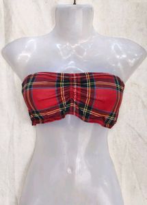 Tartan Plaid Strapless Tube Top