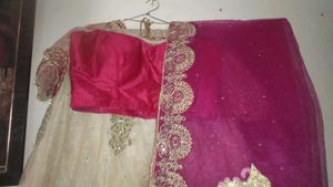 Women's Rose And cream Lengha choli